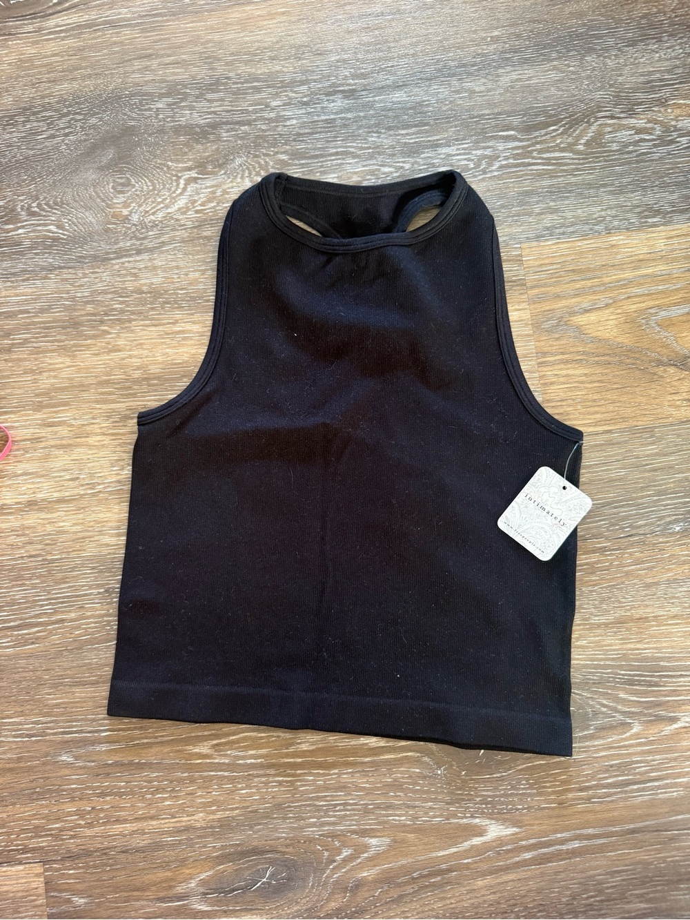 Free People Black Ribbed Crop Tank Top